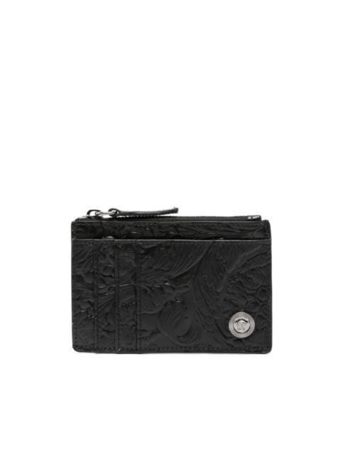 Barocco-pattern leather card holder