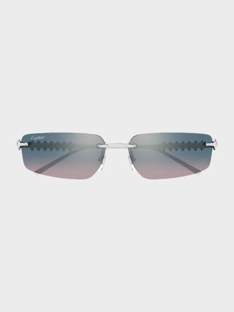 Cartier Men's Studded Titanium and Nylon Rectangle Sunglasses
