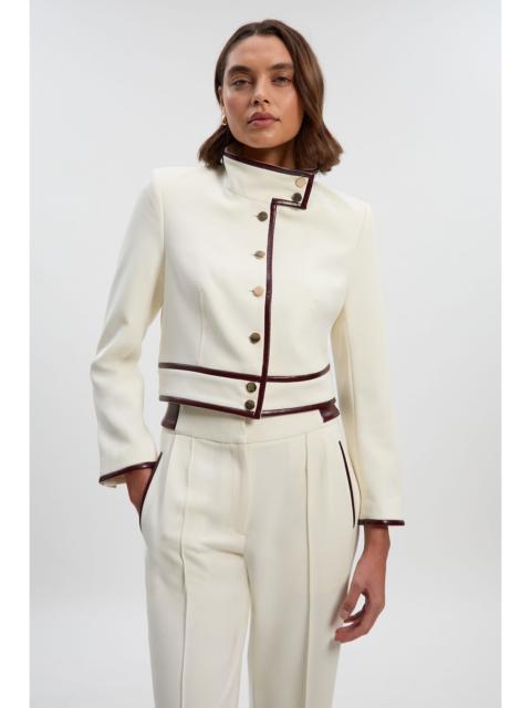 KAREN MILLEN Compact Stretch Pu Mix Tailored Belted Jacket
