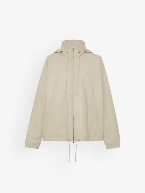 The Row Jilly leather zip hooded jacket