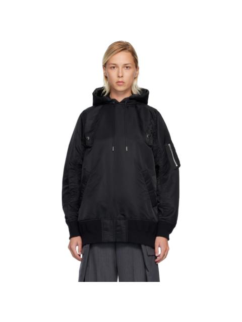 sacai Black Nylon Twill Hoodie