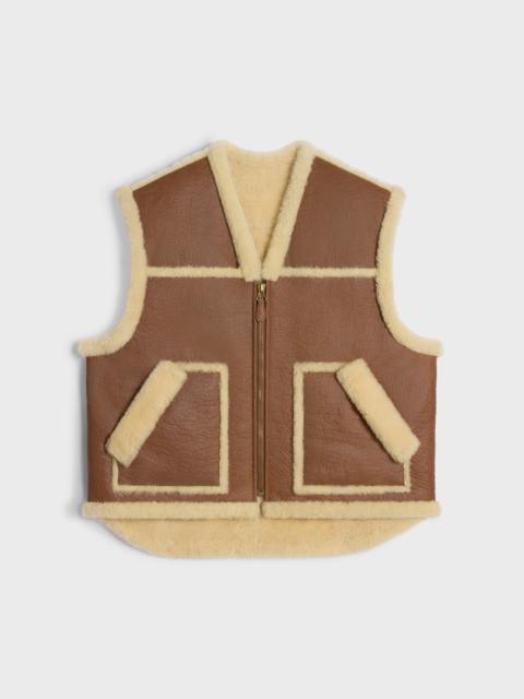 CELINE vintage-finish vest in shearling