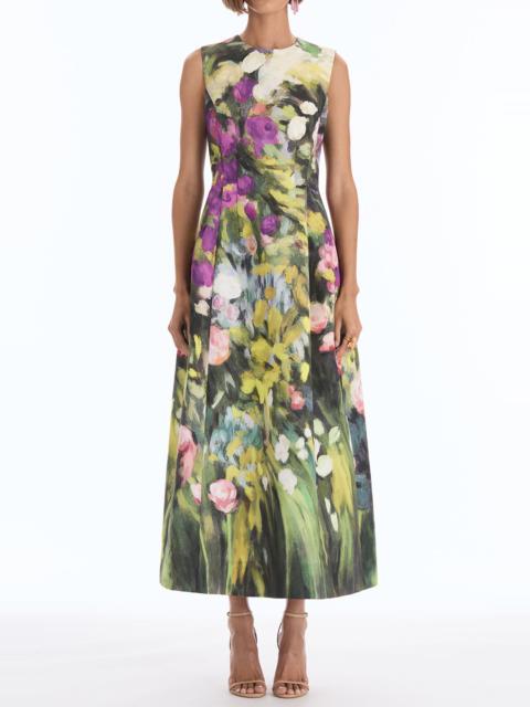 Oscar de la Renta Sleeveless Abstract Garden Cocktail Dress