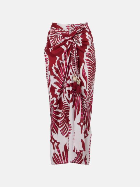 Poupette St Barth Uma floral gathered cotton midi skirt