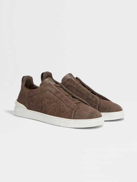 DARK BROWN CANVAS TRIPLE STITCH™ LOW TOP SNEAKERS