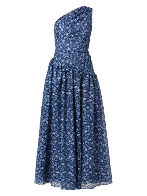 Shoshanna Women's Danielle Floral One-Shoulder Gown - Indigo Ivory Navy