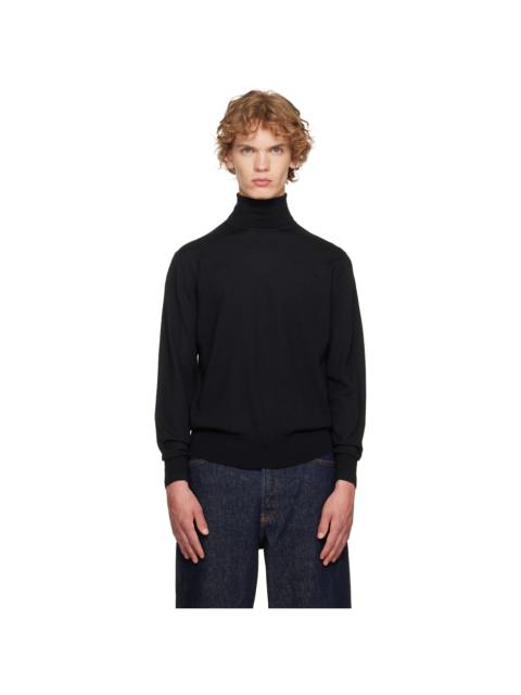 Dries Van Noten Black Merino Wool Turtleneck