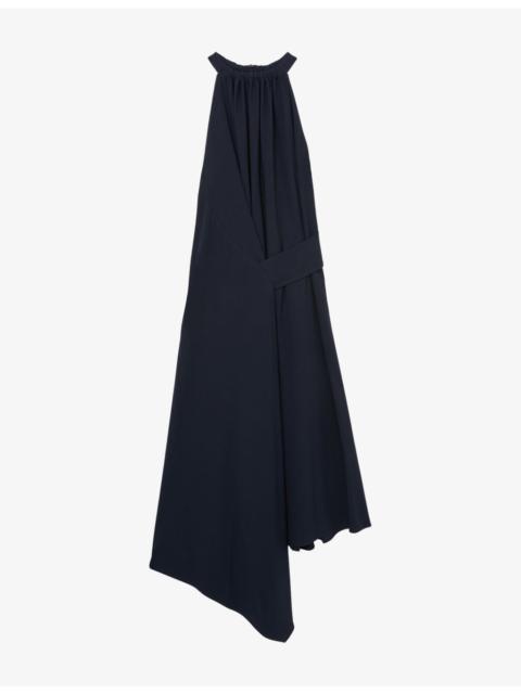 REISS Maeve Drape-Detail Sleeveless Woven Midi Dress