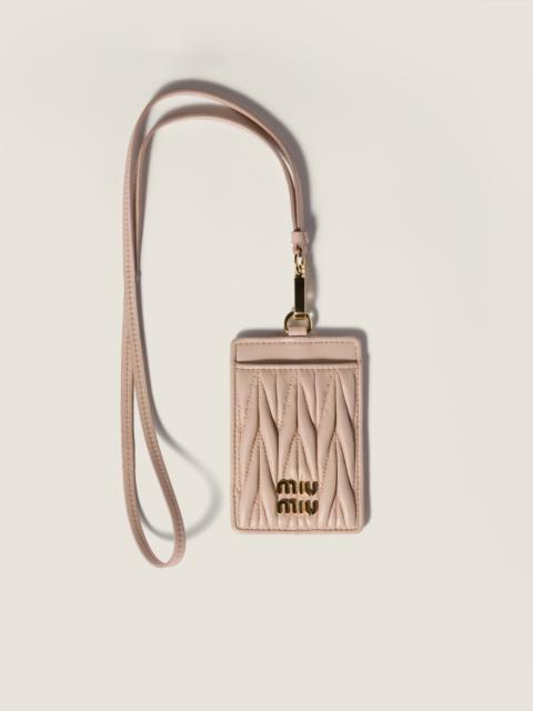 Miu Miu Matelassé nappa leather badge holder