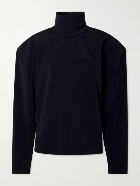 SAINT LAURENT Turtleneck Stretch-satin Blouse
