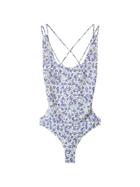 Isabel Marant Tenisia floral-print crossover-straps swimsuit