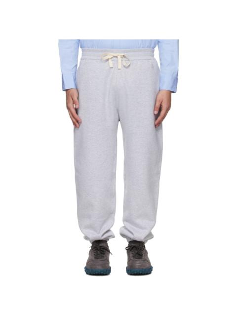 Jil Sander Gray Embroidered Logo Fleece Sweatpants