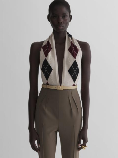 MUGLER off white cashmere argile bodysuit