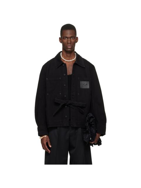 Simone Rocha Black Workwear Bow Denim Jacket