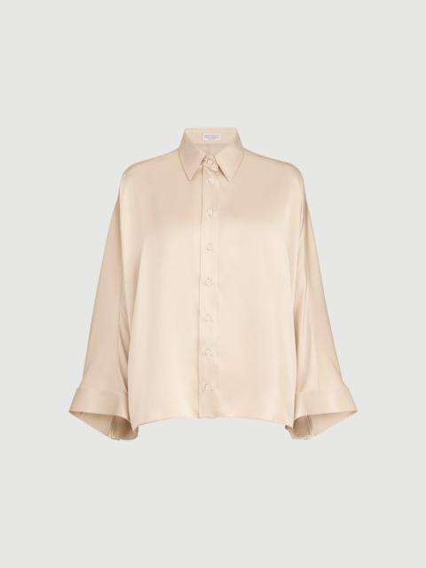Brunello Cucinelli Stretch silk satin shirt with monili