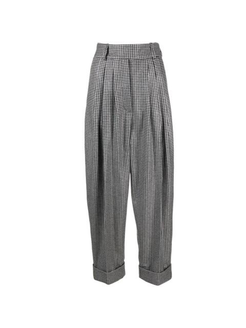 pleated houndstooth-patterned trousers