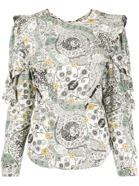 Isabel Marant Étoile floral print ruffle trim blouse