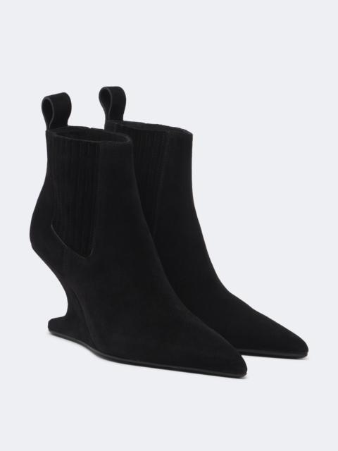 Rick Owens Cantilever suede wedge boots