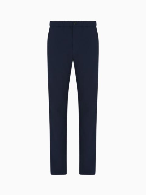 EMPORIO ARMANI ICON 3D PIQUÉ-EFFECT CRÊPE JERSEY TROUSERS