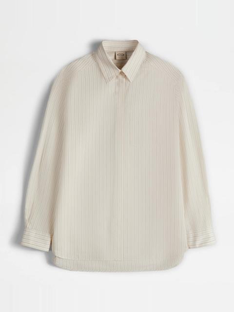 Tod's SHIRT IN COTTON AND SILK - BLUE, WHITE