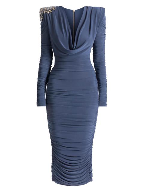 ZHIVAGO Women's Lustris Crystal-Embellished Jersey Body-Con Midi-Dress - Grey