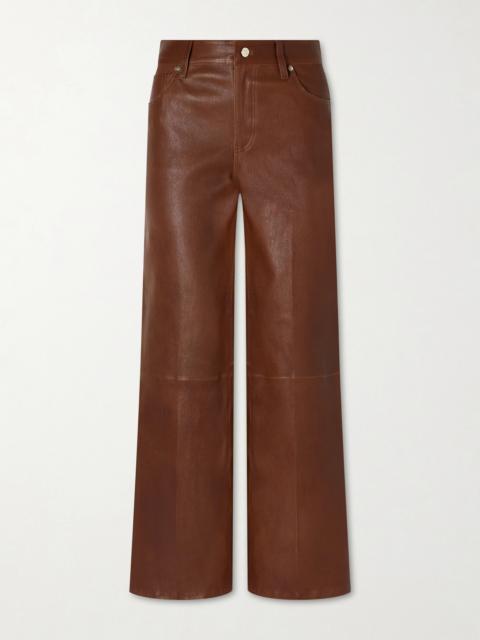 FRAME Le Slim Palazzo Paneled Leather Flared Pants