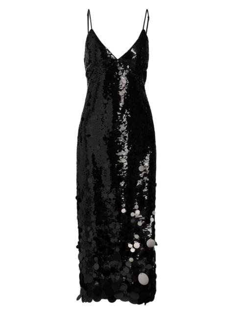 MILLY Women's Rae Sequin-Embellished Midi-Dress - Black