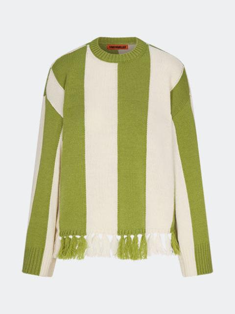 SIMONMILLER Faye Tassel Sweater In Moss Green/Cream