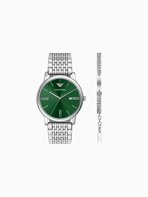 EMPORIO ARMANI QUARTZ WATCH AND BRACELET SET
