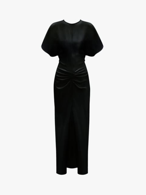 Victoria Beckham Gathered Waist Midi Dress In Black