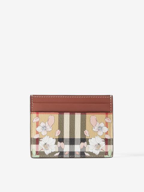 Burberry Floral Check Print Leather Card Case