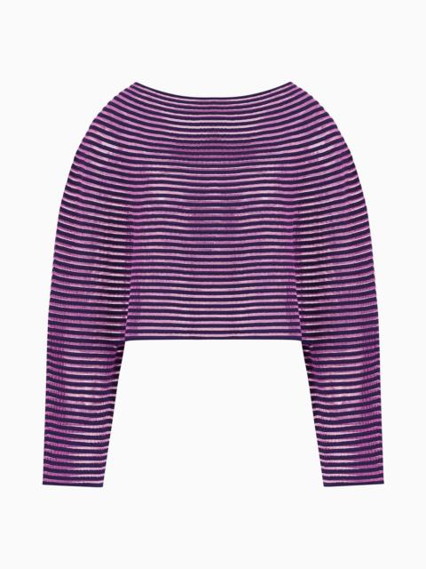 EMPORIO ARMANI Cape-effect cropped jumper in ottoman fabric