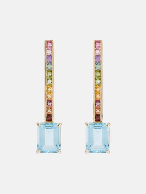 14kt gold earrings with topaz and sapphires