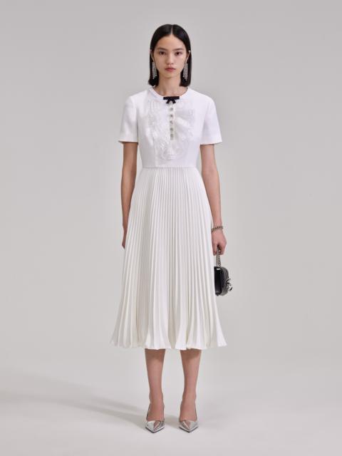 self-portrait White Lace Bib Midi Dress
