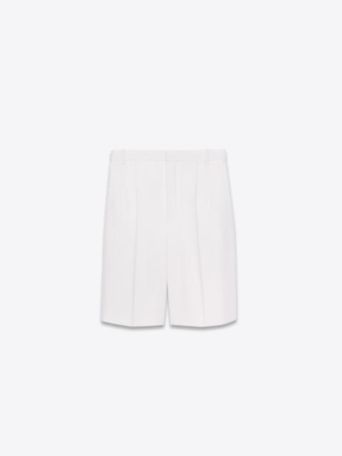 tailored bermuda shorts in chainette striped wool