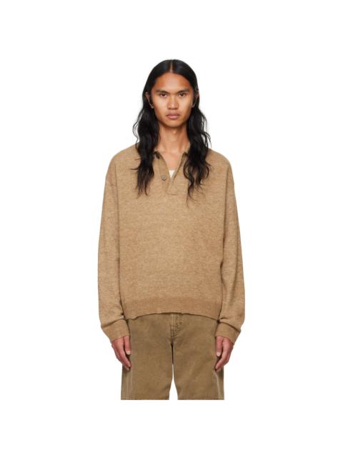 HOPE Beige Preppy Polo Sweater