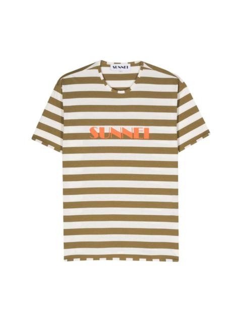 logo-printed striped T-shirt