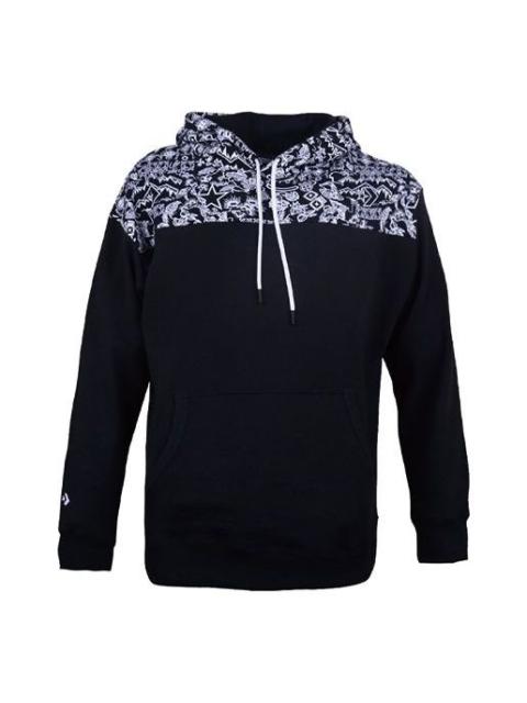 Converse Converse stitching graphic print hooded drawstring sweatshirt men black 10019772-A01