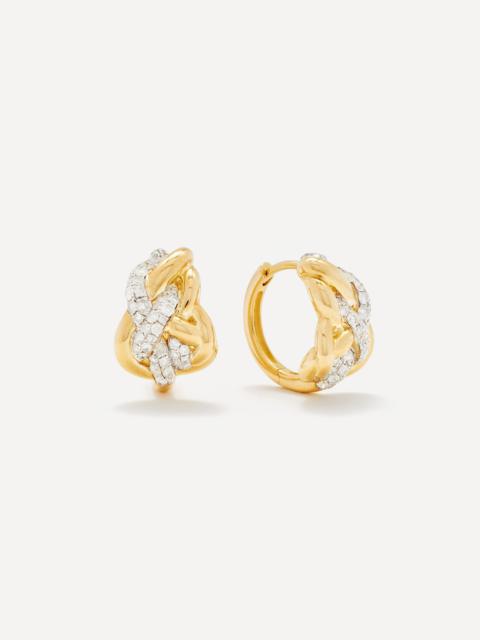 Yvonne Léon 9ct Gold Diamond Woven Hoop Earrings