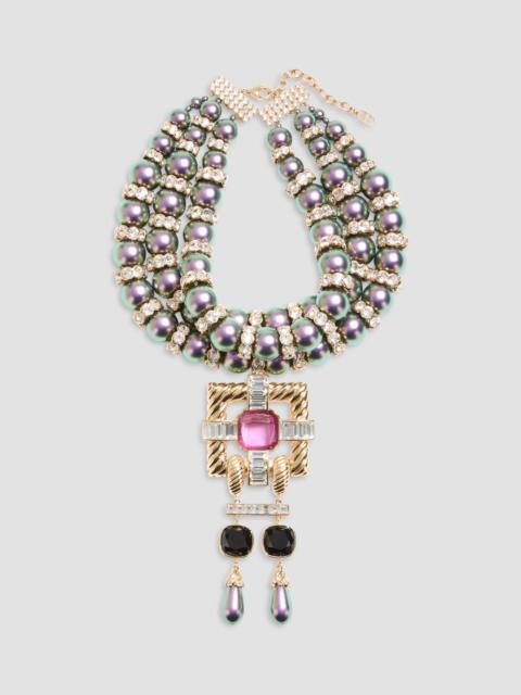 Valentino Women's Hypergoutte Necklace in Metal and Resin with Crystals - Gold Multicolor