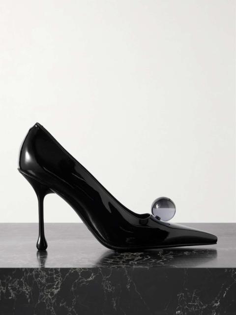 JIMMY CHOO Orb 95 embellished patent-leather pumps