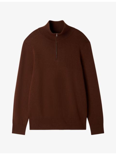 Sandro Boxy Stand-Collar Cotton and Wool-Blend Jumper