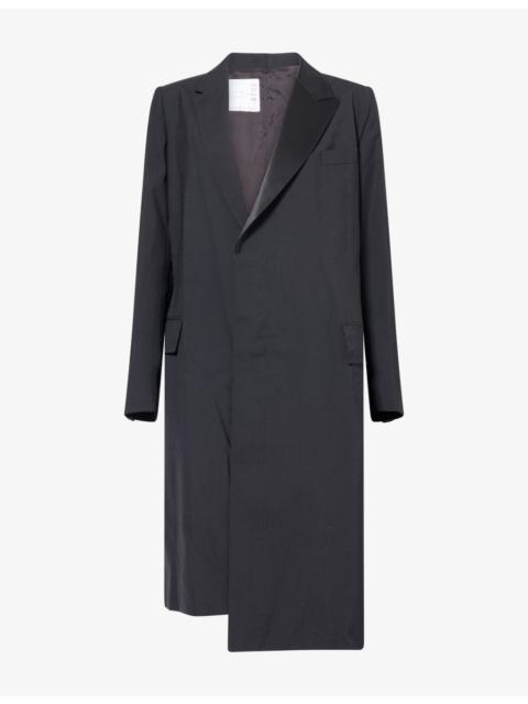 sacai Wrap-Over Wool-Blend Coat