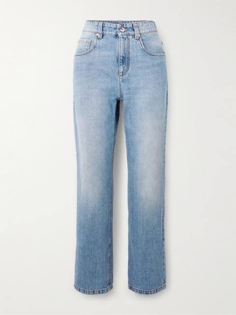 Brunello Cucinelli Bead-embellished Cropped Straight-leg Jeans