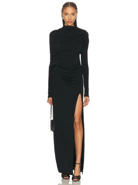 LAPOINTE Jersey Asymmetrical Shawl Draped Gown