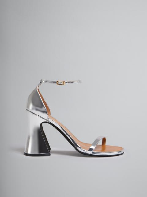 SILVER MIRRORED LEATHER SANDAL