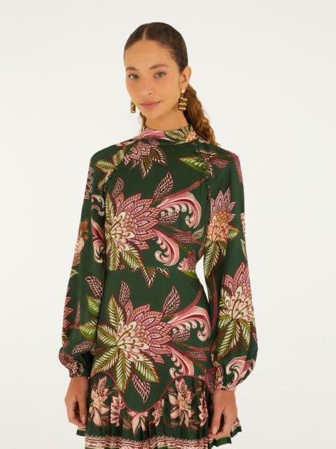 FARM RIO Arabesque Paradise Floral Ruffled Hem Mini Dress