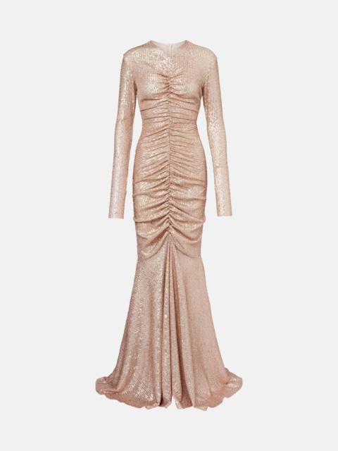 NORMA KAMALI Ruched sequined gown