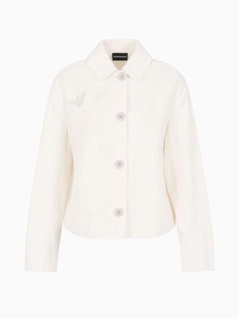 EMPORIO ARMANI Embroidered cotton drill blouson