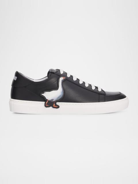 Moschino Men's Goose Leather Low-Top Sneakers